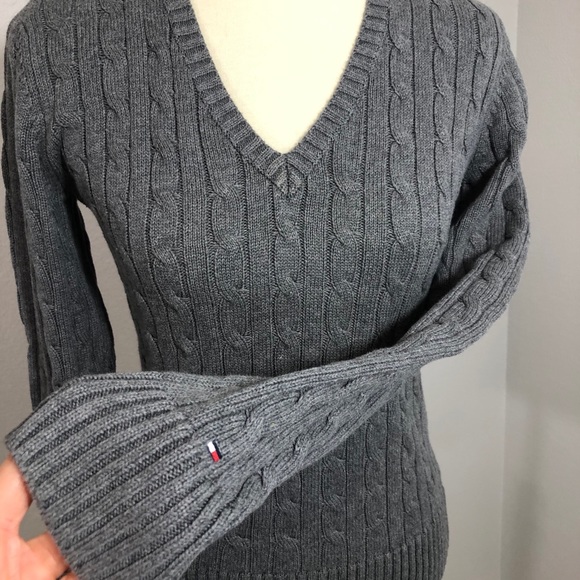 Tommy Hilfiger V-Neck Pullover Sweater {Gray} - Picture 3 of 8